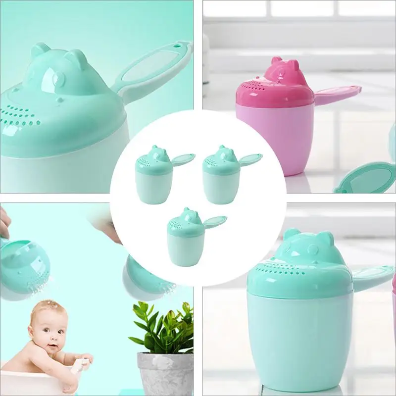 

3pcs Cartoon Shampoo Cup Baby Hippo Washing Head Cup Plastic Bathing Cup