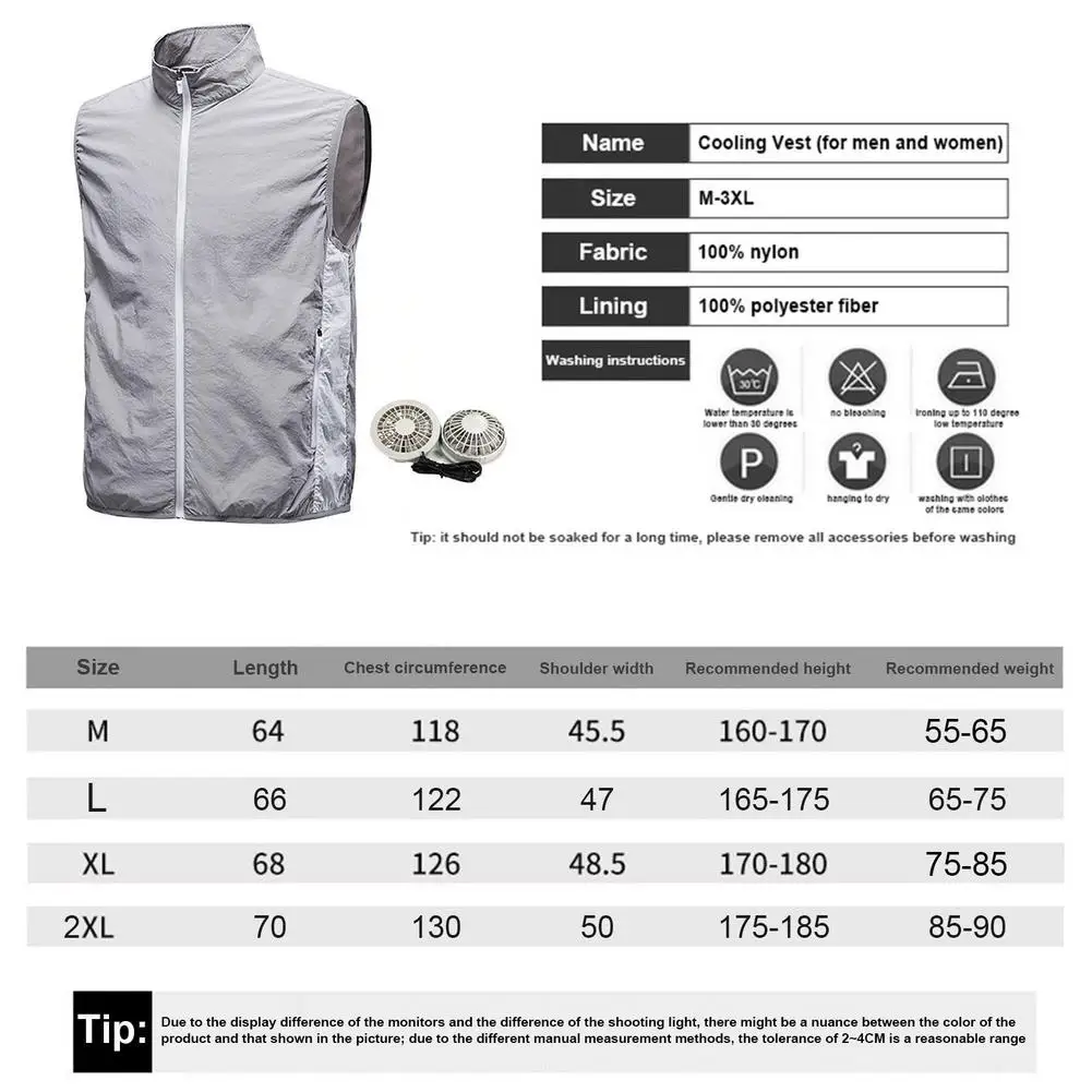 

USB Cooling Hiking Vest With 2 Fans Fishing Cycling Vest Air Conditioning Work Outdoors Quick Cooling Vest Summer Cooling