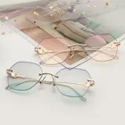 Новые очки без оправы с обрезанными краями и защитой от синего света Модные женские простые очки с тонкой оправой с зеркальным покрытием