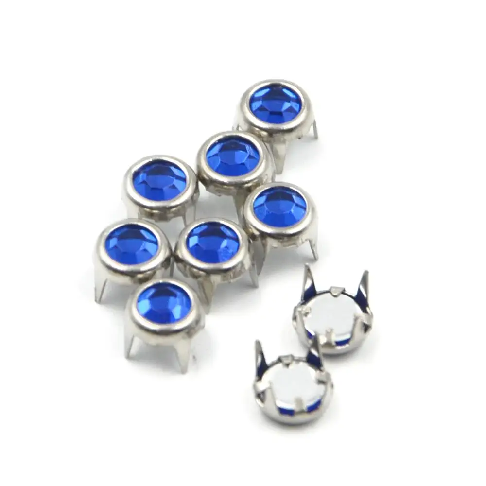 Шпильки-гвоздики круглые со стразами 6 мм 100 шт. заклепки шпильки модные кожаные