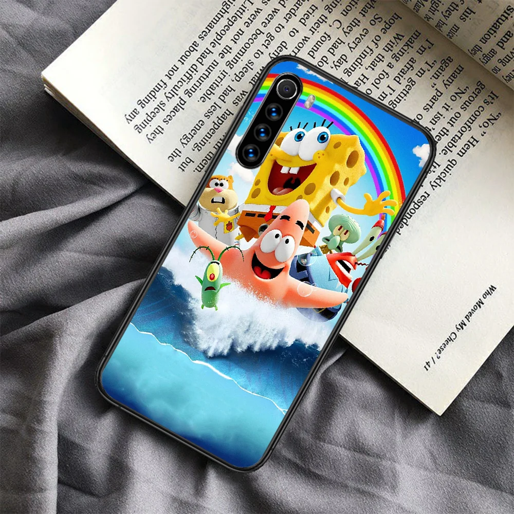 

cute cartoon SpongeBobS Phone Case For Xiaomi Redmi Note 7 8 8T 9 9S 4X 7 7A 9A K30 Pro Ultra black Cover Soft Back Silicone