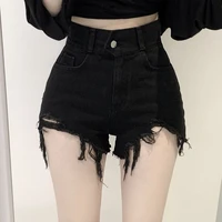 women summer chic streetwear stylish sexy all match jean shorts 2021 new vintage ripped oversized high waist denim shorts female