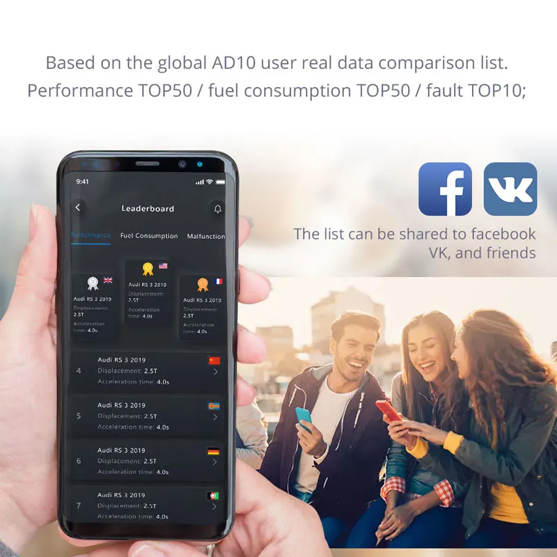 Диагностический сканер XTOOL AD10 OBD2 ELM327 считыватель кодов с Bluetooth