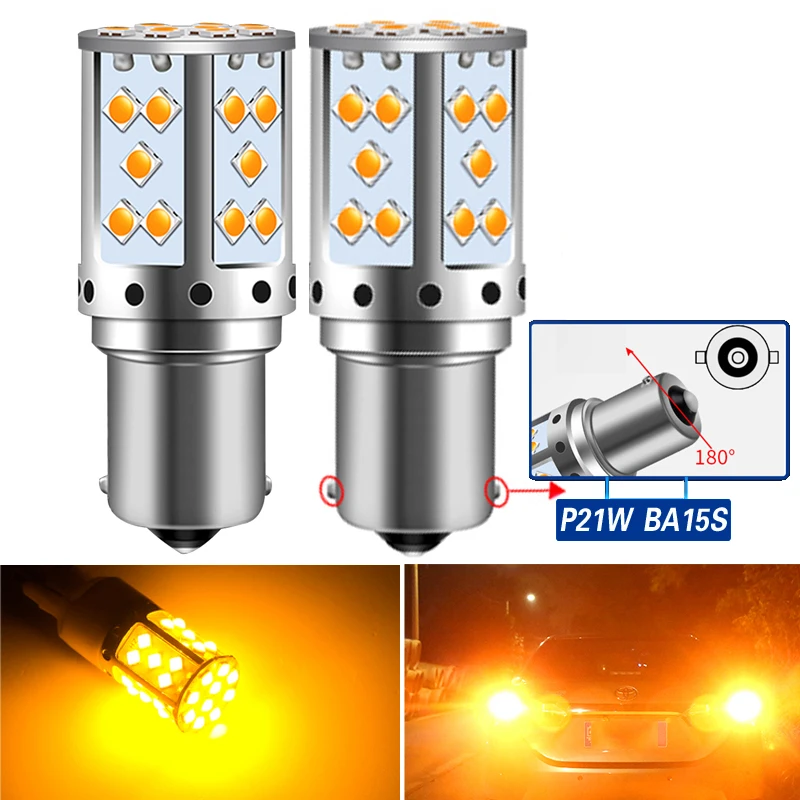 2 шт. светодиодный P21W 1156 BA15S PY21W BAU15S 3030 35SMD чипы T20 7440 W21W лампы для автомобилей