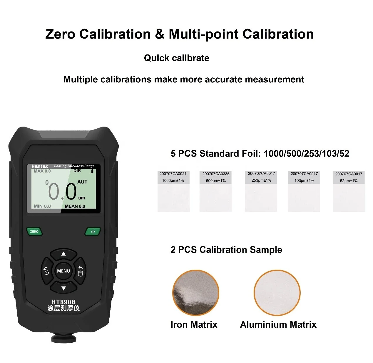 

Hantek HT890B Coating Thickness Gauge with 2 Thickness Measurement Methods Car Paint Film Thickness Tester
