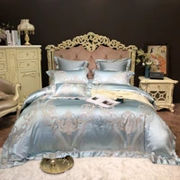 luxury silk satin bedding set queen king size 47pcs jacquard soft zipper duvet cover egyptian cotton bed sheet set pillow shams