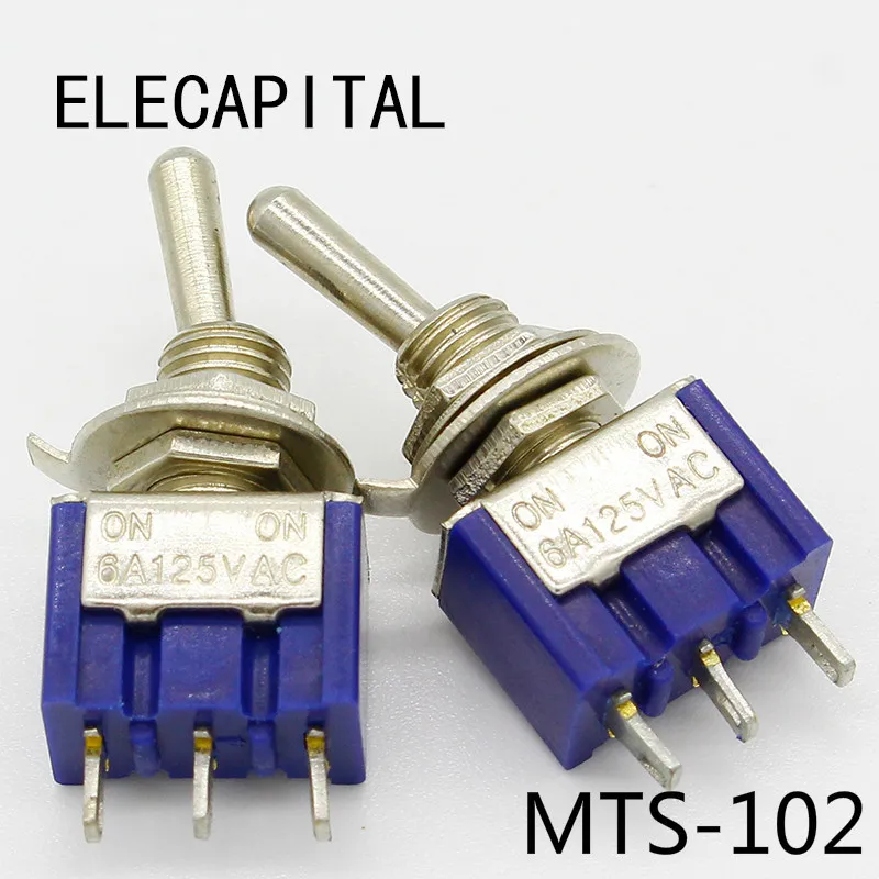 

5 шт./лот Mini MTS-102 3-Pin G107 SPDT ON-ON 6A 125V 3A250VAC переключатели хорошего качества