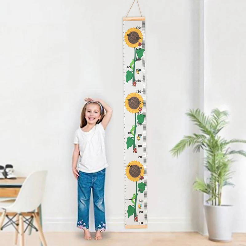 

Baby Children Height Ruler Wall Hanging Wood Frame Cartoon Pattern Height Measure Ruler Kids Growth Chart Record Room Decoration