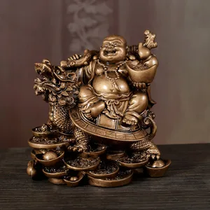 Статуэтка смеющегося Будды, китайская Статуэтка фэн-шуй, деньги статуя Будды Майтрейи, украшения, подарок для украшения дома, QDD9848
