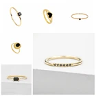 Женское кольцо с черными бриллиантами CANNER, Золотое кольцо из стерлингового серебра 100% пробы, 925 пробы