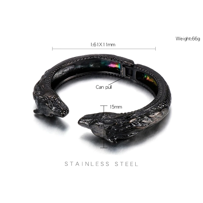 

trend Wolf head bracelet men's stainless steel chain charm punk motorcycle jewelry rock viking wristband fashion accessory gift