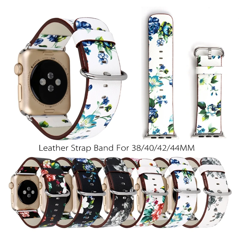 Ремешок Konaforen кожаный для Apple Watch iWatch Series 1 2 3 4 5 6 сменный Браслет наручных часов 44