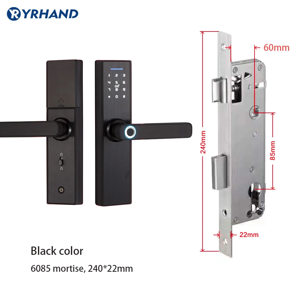 6085 swing mortise Отпечаток пальца, смарт-карта, цифровой код, электронный дверной замок, домашний врезной замок безопасности с 5 врезными размерами - Цвет: 6085 swing mortise