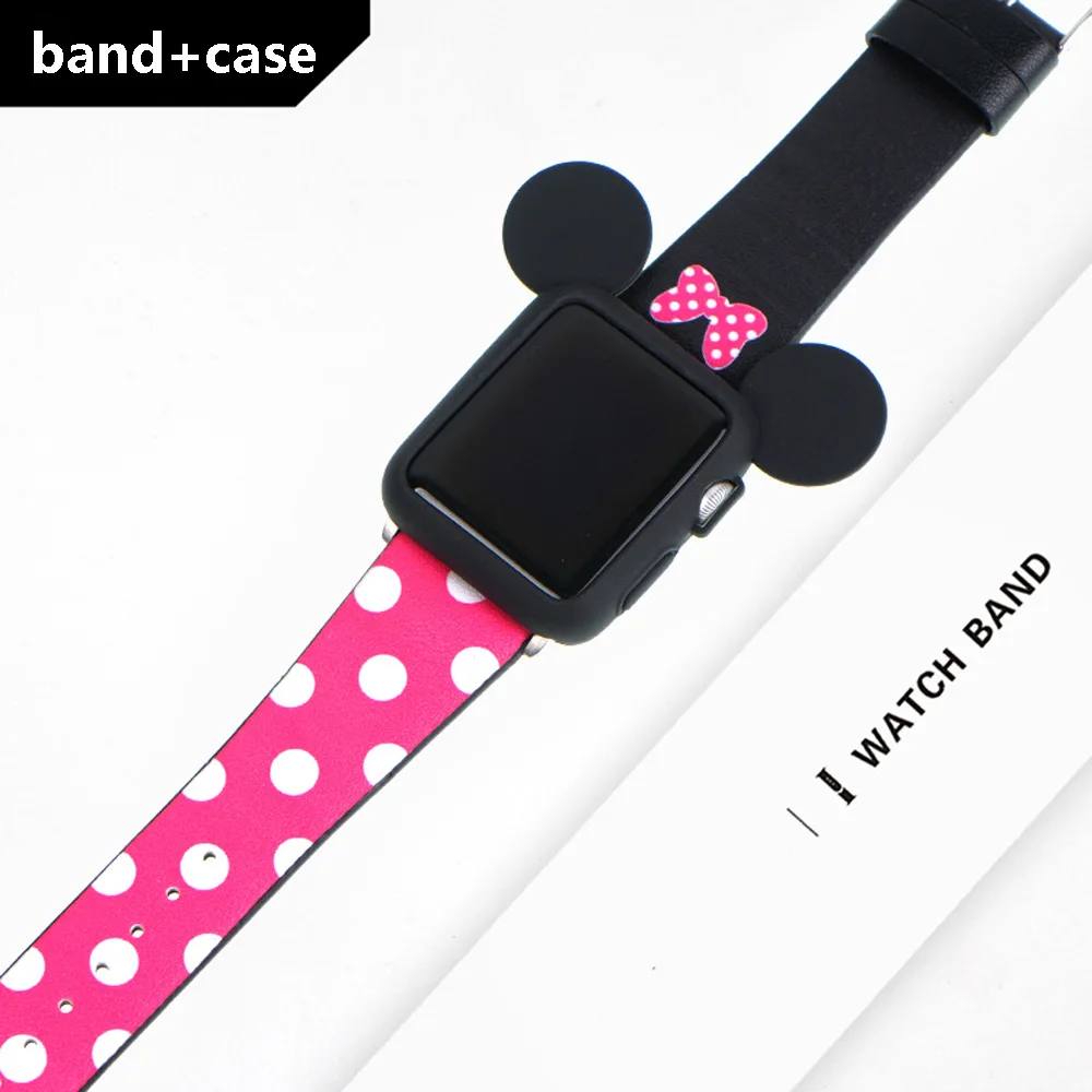Ремешок для apple watch band 42 мм Натуральная кожа apple watch аксессуары 40 мм iwatch 4 полосы 44 мм 38 мм Микки корпус для мыши женщина - Цвет ремешка: 1