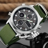 goldenhour sport men wristwatch fashion men quartz watch nylon strap week display army military led clock relogio masculino
