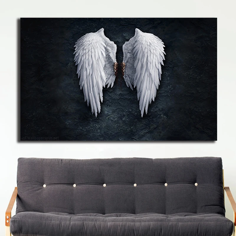 OUCAG перо Крылья Ангела настенный художественный Принт без рамки плакат холст