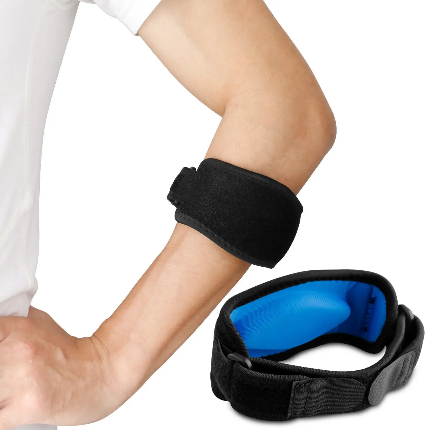 Синий 1 шт. теннисные налокотники на ремешке Tendonitis Golfers гелевая полоска для гольфа защита от боли - Цвет: Синий