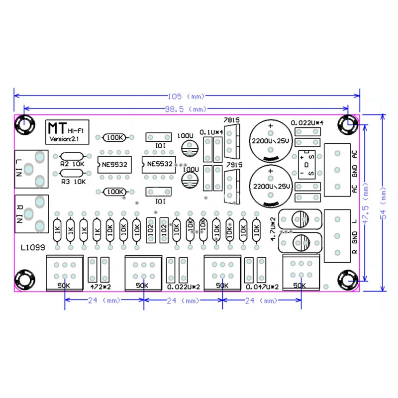 

Amplifier NE5532 Preamp Preamplifier Volume Tone Control Finished Board Dual AC 12V - 18V Audio Power Amplifier Board