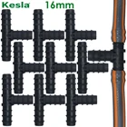 Тройник с зазубриной KESLA, 3-сторонний соединитель для микрополива, полиэтиленовая труба 12 дюйма, 10 шт., 16 мм, микрокапельный фитинг для полива сада