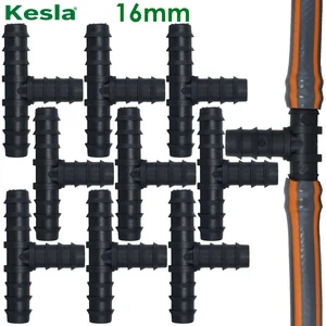 Тройник с зазубриной KESLA, 3-сторонний соединитель для микрополива, полиэтиленовая труба 12 дюйма, 10 шт., 16 мм, микрокапельный фитинг для полива сада