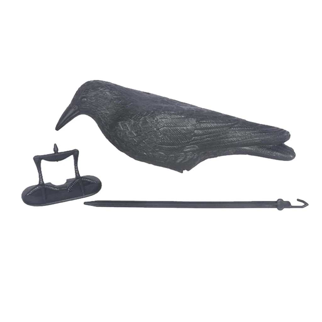 Crow Decoy Flocked Flock Coated Shell + Feet Stake Bird Hunting |