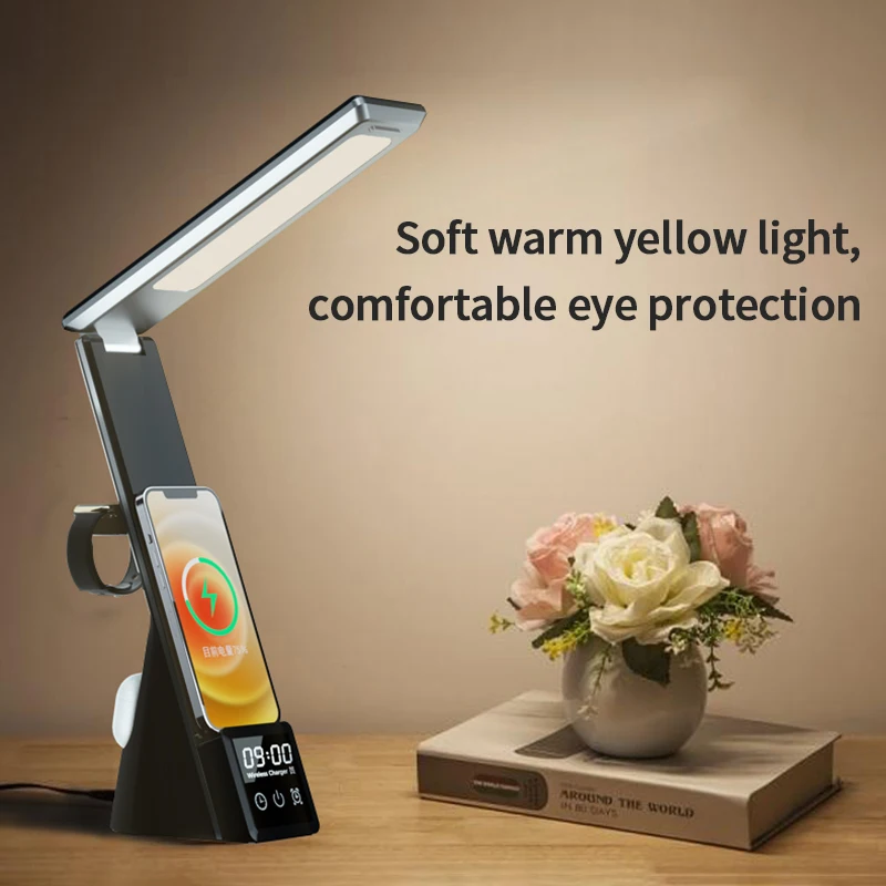15w desk lamp fast wireless charger charging dock station for iphone 12 11 pro xs max xr x 8 apple watch se 6 5 4 3 airpods pro free global shipping