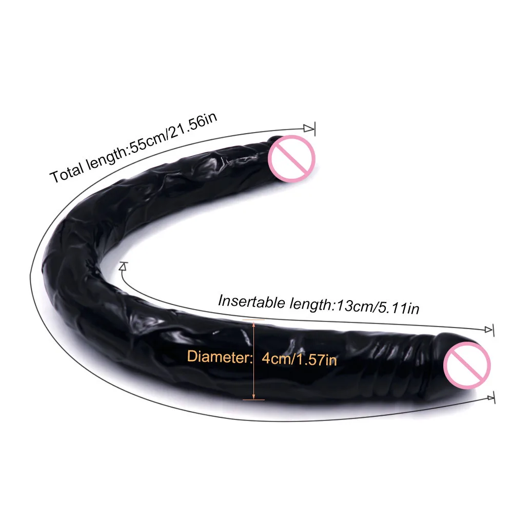 Двойной гибкий гелевый фаллоимитатор U-образной формы большой реалистичный