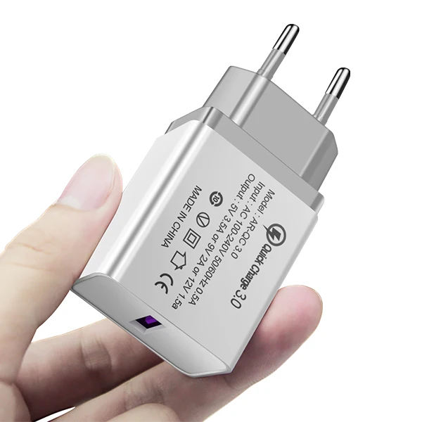 ACCEZZ универсальное 18 Вт быстрое зарядное устройство 3,0 USB зарядное устройство с европейской вилкой QC3.0 быстрое зарядное устройство для мобильного телефона для iPhone samsung Xiaomi LG - Тип штекера: 1-Port EU Gray