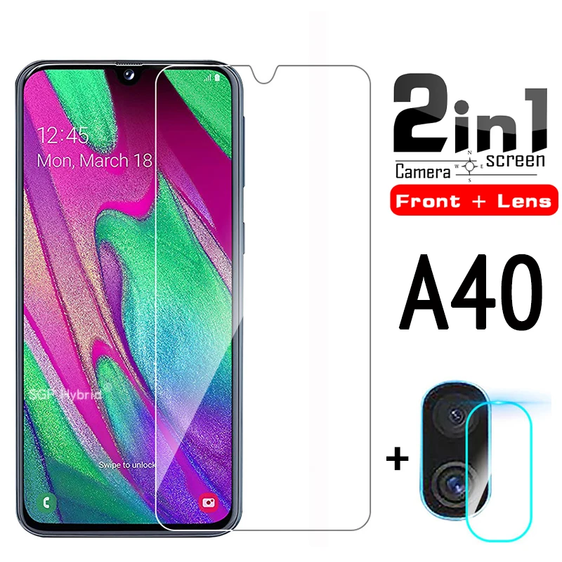 2 в 1 A40 Защитное стекло для экрана и объектива камеры Samsung samsun a40 A 40 a a4 0 закаленное |