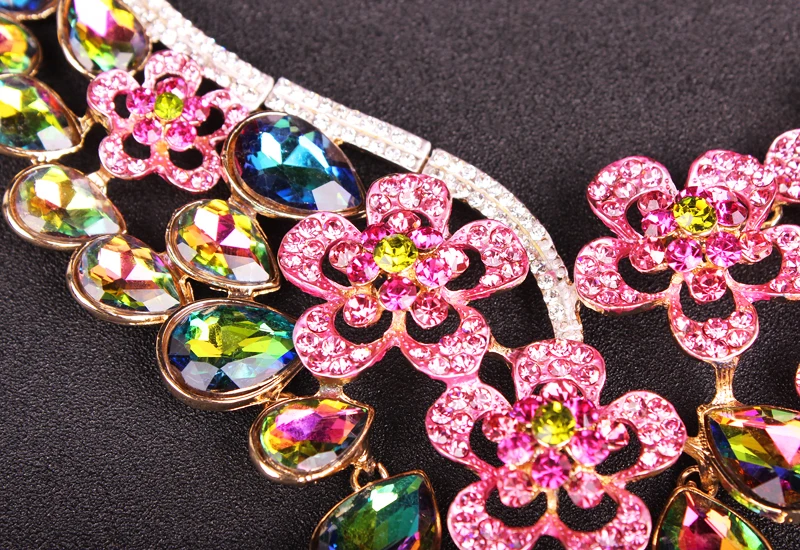 Элегантные Свадебные Ювелирные наборы с цветами Свадебный костюм ожерелье и