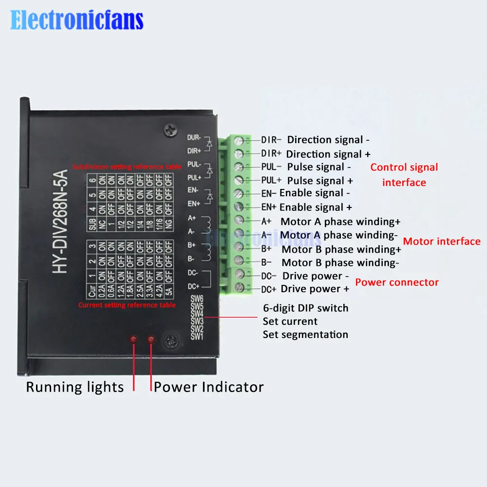 TB6600 Модуль контроллера драйвера шагового двигателя 4A 5A одноосевого шагового двигателя DC 12V-48V для станков с ЧПУ и гравировальных машин.