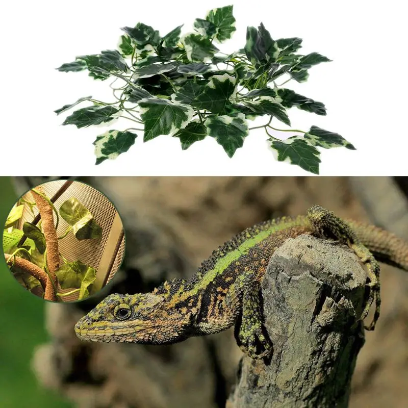 

Reptile Box Lizards Terrarium Artificial Vine Decoration Lizard Fake Plants Green Leaves