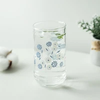 french vintage glass heat resistant fresh platycodon flower printing milk cup coffee juice home restaurant thickened water cup