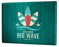 tin sign retro big wave surfing home decor coffee bar decoration