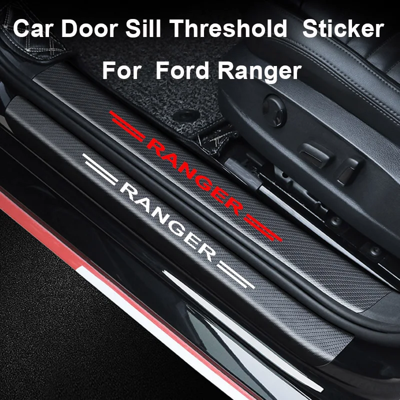 

Наклейка на порог двери автомобиля, наклейка на порог для Ford Ranger из углеродного волокна с узором, эмблема, наклейка