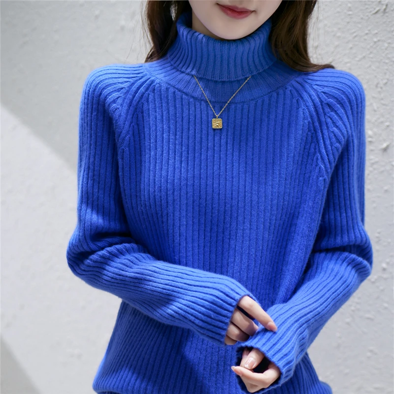 

Ladies Turtleneck Sweater Women 2021 New Pure Color Casual Thick Knitwear Oversized wool sweater loose cashmere tops pullover
