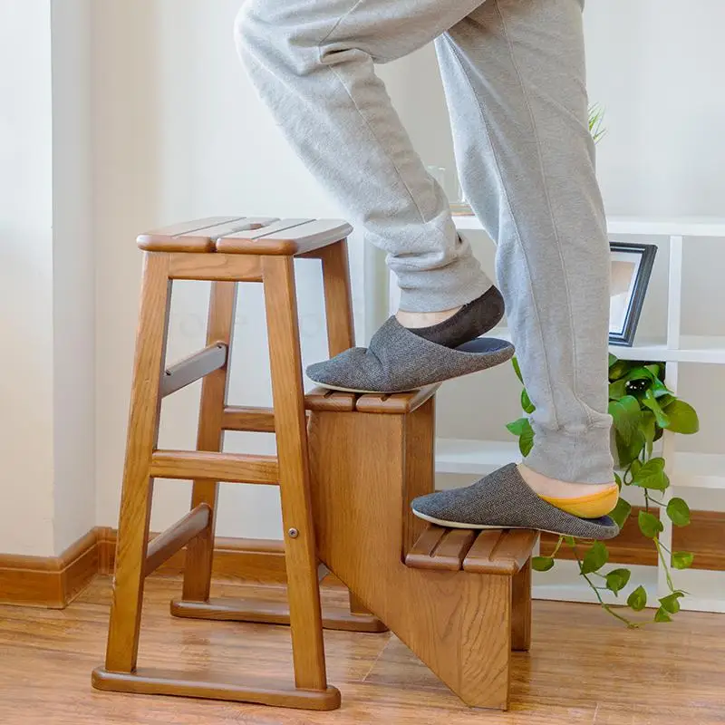 Многофункциональный ступенчатый стул из цельной древесины трехэтажный табурет