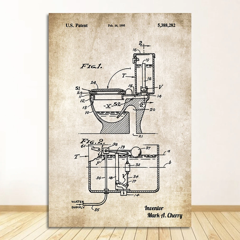 

Бумажный патентный постер, винтажная Печать на холсте, настенная живопись, Современное украшение для ванной комнаты, в стиле индастриал, зубная паста, Туалет