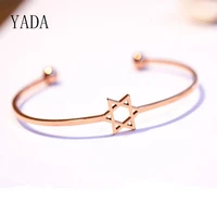 yada gifts new open cuff hexagram braceletsbangles for women stainless steel custom bracelets crystal jewelry bracelet bt200208