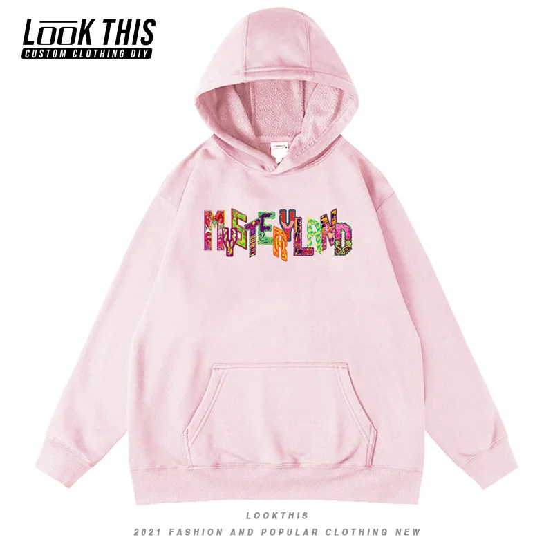 

Mysteryland Harajuku Print Oversized Loose Hoodie Boy Teens Pullover Hip Hop Men's Hoodies Long Sleeve Hooded Sweatshirts