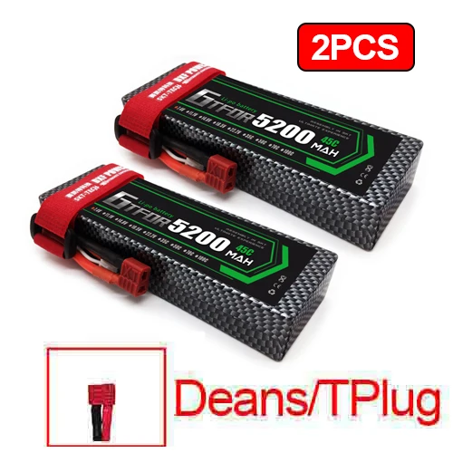 2 шт 7,4 V 5200 45c 7000mAh 60C GTFDR LiPo аккумулятор 2S HardCase для 1/8 1/10 RC модель автомобиля TRX Slash Emaxx - Цвет: 2PCS5200mahDeans