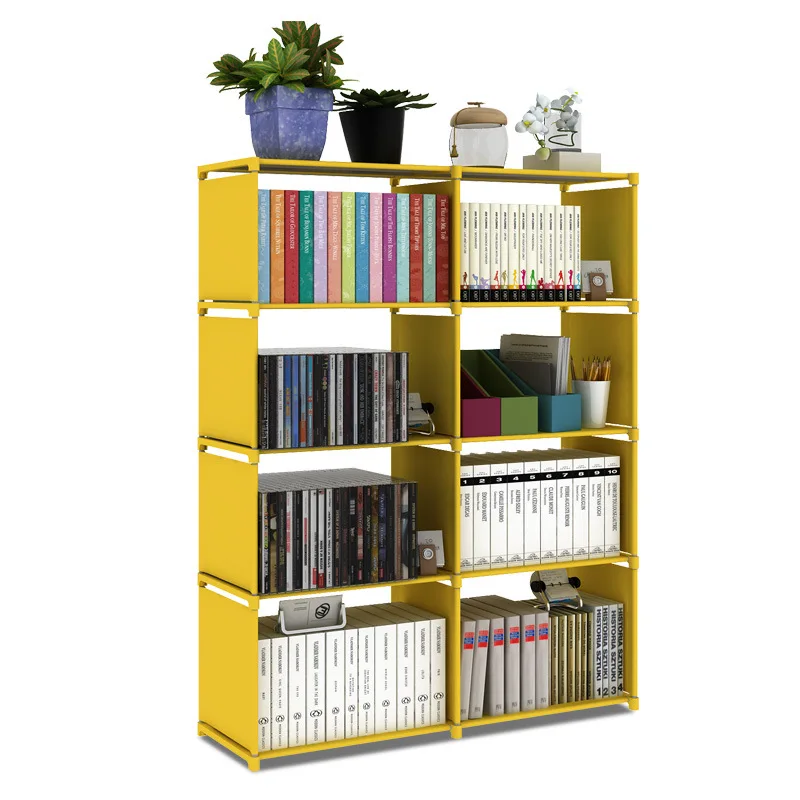 

Fashion Double Row Bookshelf Nonwoven Fabric Easy Installation Book Stand Sundrise Storage Cabinet DIY Shelf Bookcase for Home