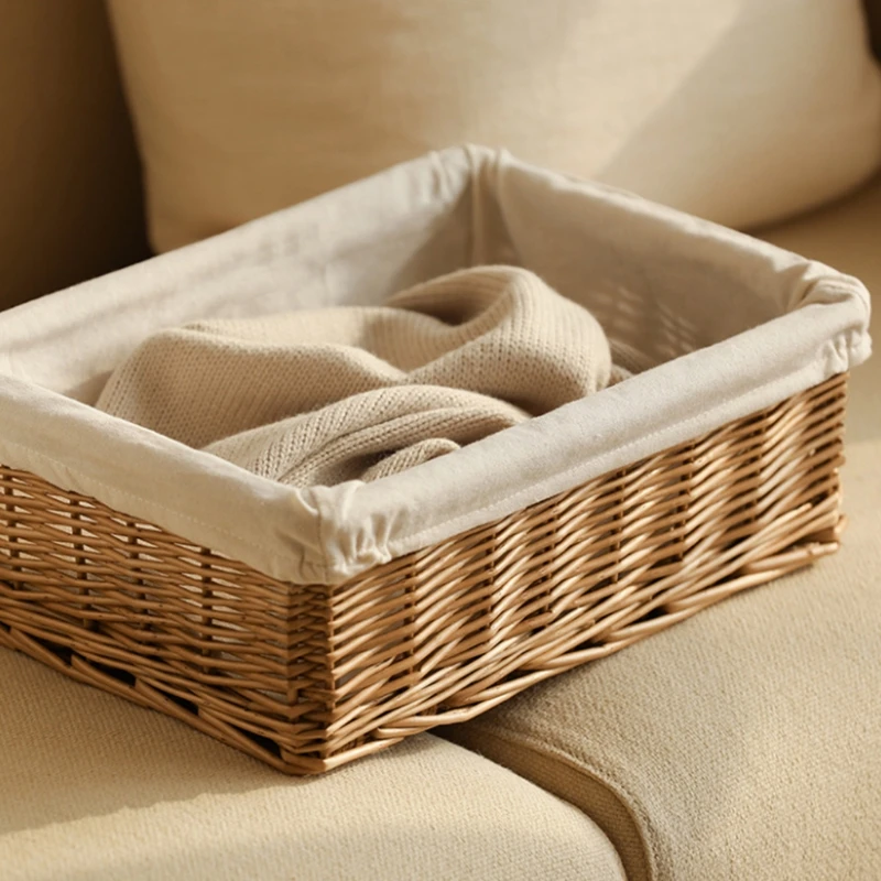 

P82D Handmade Rattan Storage Baskets Woven Home Decorative Shelf Container Storage Bins Small Items Organizing Nesting Basket