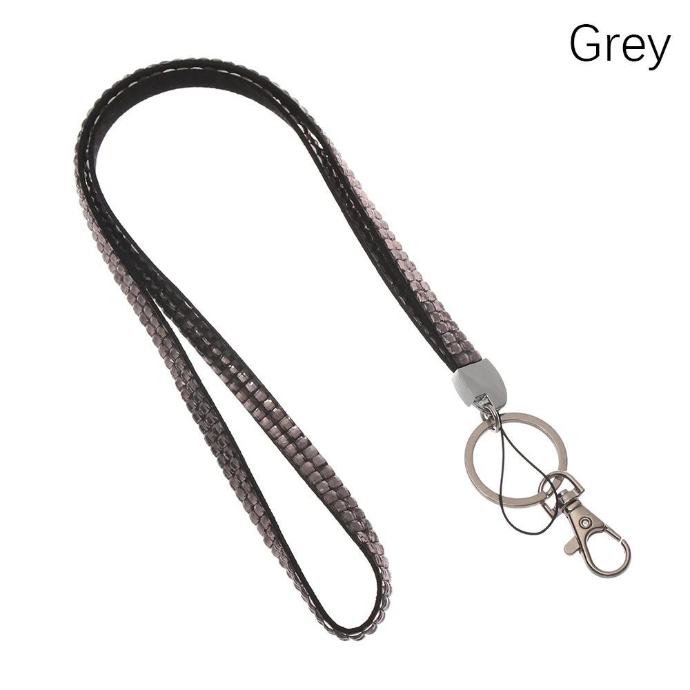 grey 1 шт. шейный ремешок блестящий зажим для мобильного телефона висячая веревка для офиса ожерелье со стразами Блестящий легкий шнурок значок ID держатель для карт - Цвет: grey