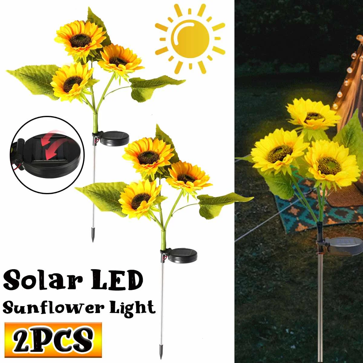 

Solar Flower Light Sunflower Lamp Led Solar Light For Garden Decoration Waterproof Outdoor Landscape Lawn Lamp For Patio Yard