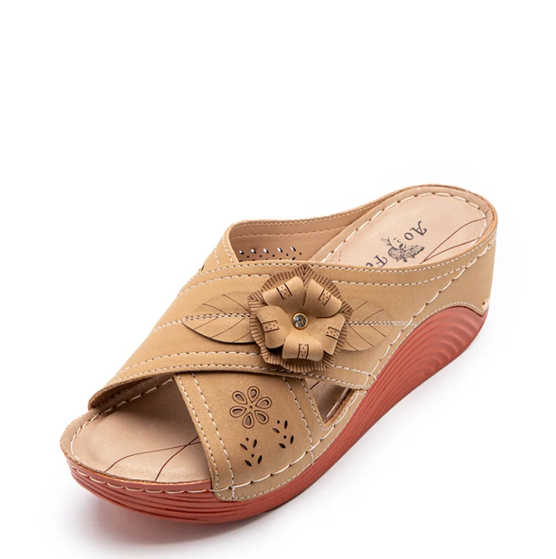 

Newest Women's Sandals High Quality Casual Flower Design Stylish Shoes Med Heel Modern Sandals for Ladies Zapatos De Mujer KE273