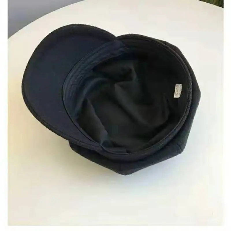 

Women Autumn Winter Wool Beret Hat for Women Female Solid Octagonal Cap Black Red