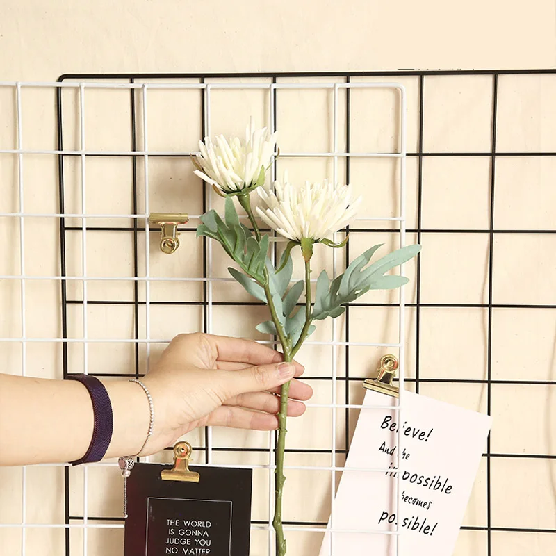 2 головки белый искусственная Хризантема цветы искусственные букет шелковых