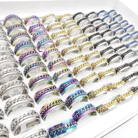mixmax 20pcslot mix colors mens womens rings width 8mm stainless steel chain spinner fashion jewelry opener bands
