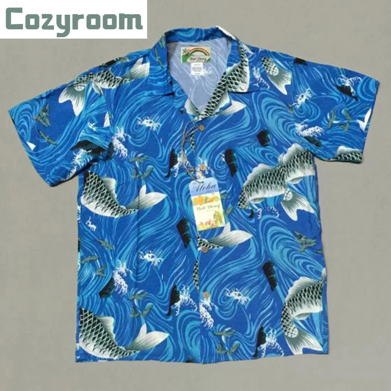 

Рубашка Cozyroom мужская с принтом карпа, гавайская Алоха, повседневная с коротким рукавом, топ для пляжного отдыха, 2 цвета